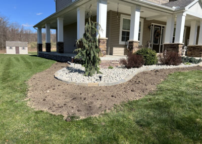 Planted and trimmed trees and scrubs