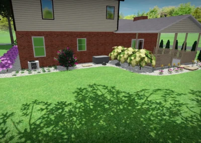 digital rendering of a stone bed by a home
